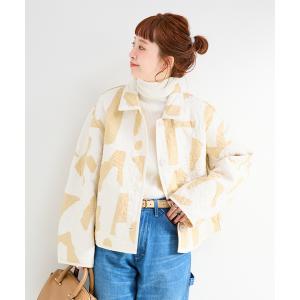 コート アウター 幾何柄リバーシブルキルティングジャケット レディース