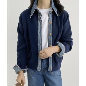 カーディガン デニムドッキングニットカーディガン レディース