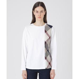 極美品 ブルーレーベルクレストブリッジ サイドチェック カットソー 長袖 38 BLUE LABEL CRESTBRIDGE（ブルーレーベルクレストブリッジ） tシャツ