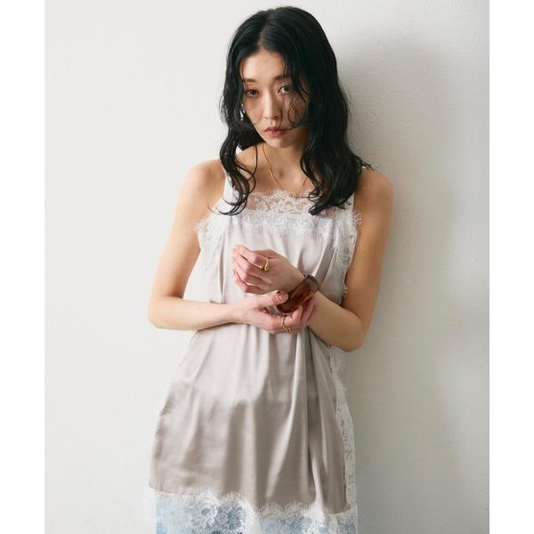 ワンピース レーストリムサテンキャミワンピース