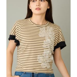 tシャツ 「mien」フラワーモチーフボーダーTee レディース