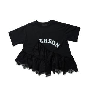 tシャツ 「mien」レースフリルロゴTee レディース