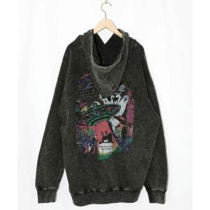 パーカー ScoLar(スカラー) 超常現象プリント ケミカル加工裏毛パーカー レディース