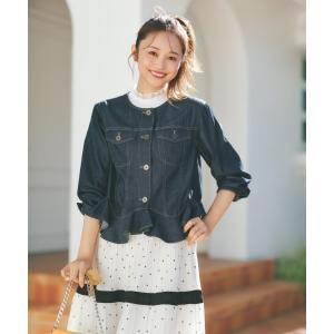 デニムジャケット gジャン 「元宝塚トップ娘役 舞空瞳さん着用」スーパーライトデニム_ノーカラーライトデニムはおり レディース