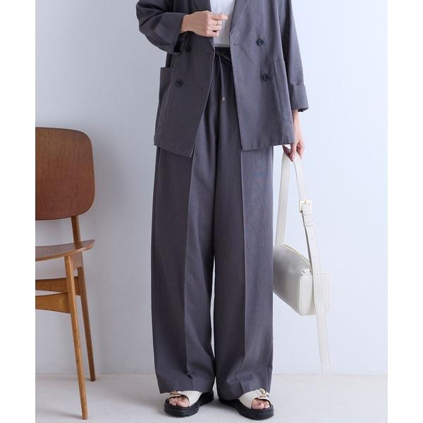 スラックス パンツ 「Aunely」すぐサラ シアー ライトエア 涼しげ タックワイド スラックス ...