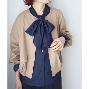 ブラウス シャツ デニムボウタイブラウス レディース