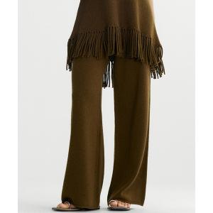 パンツ ウールブレンド ワイドニットパンツ レディース