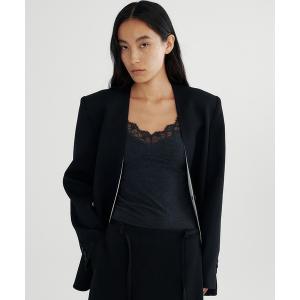 ジャケット ノーカラージャケット ワンボタン ノーカラージャケット レディース