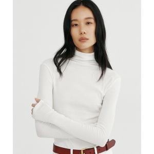 tシャツ タートルネックリブトップス レディース