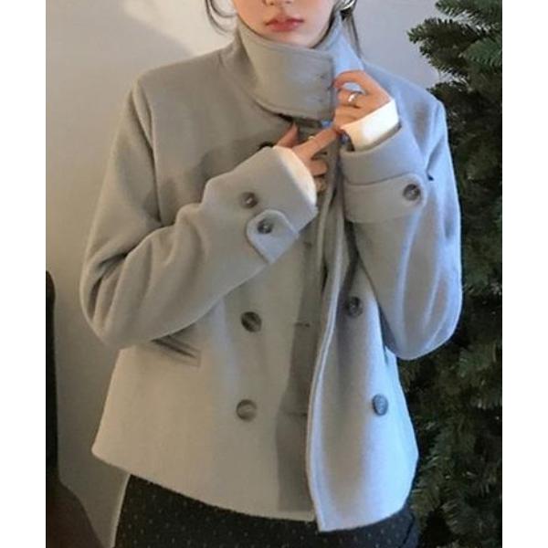 コート アウター ゆるいウールのショートジャケット レディース