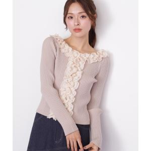 ニット セーター フリルトリムニット レディース