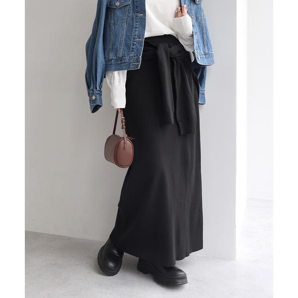 スカート フェイクレイヤードニットスカート