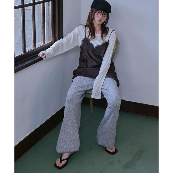 ワイドパンツ スウェットパンツ ジャージ 「Unblend」フラワープリント ドローコード 2WAY...