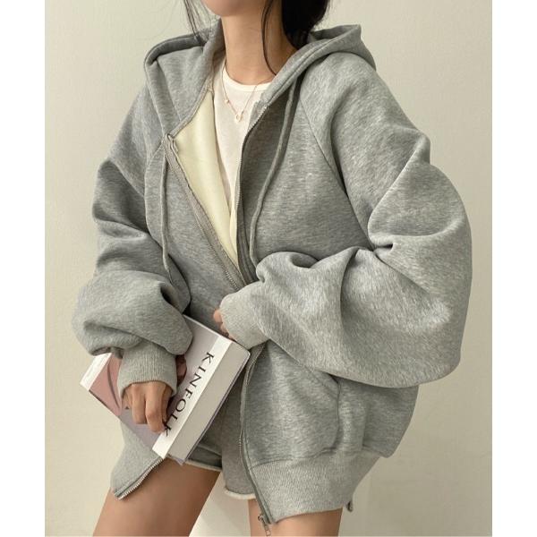 パーカー オーバーサイズZIPフーディー レディース