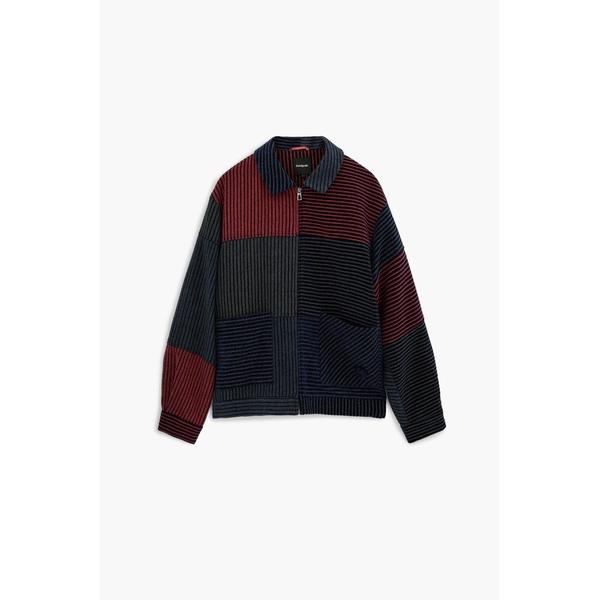 チェスターコート コート バイカラー ニット ジャケット / リブ編み メンズ