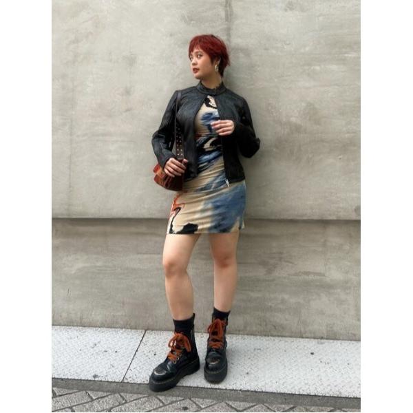 レザージャケット ライダース マオカラー モダン フェイクレザー ジャケット レディース