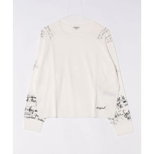 ニット セーター レタリング袖セーター レディース