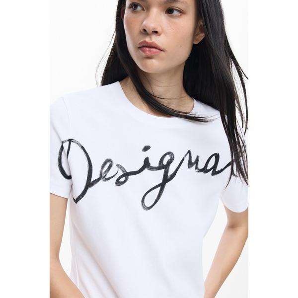 tシャツ DesigualロゴプリントベーシックT 白 黒 レディース