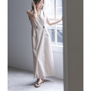 ワンピース 「セットアップ対応」麻ストレッチロングジレワンピース