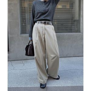 スラックス パンツ hem belt curve line loose PT レディース