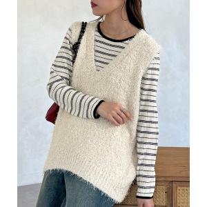 ニット セーター フラッグヤーンミドルベスト レディース