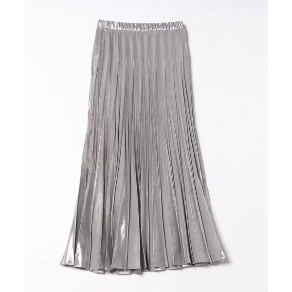 「UN3D.」 プリーツスカート 36 シルバー レディース
