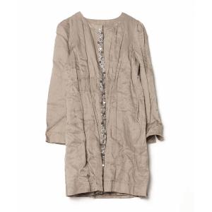 「en recre」 ノーカラーコート 38 ブラウン レディース