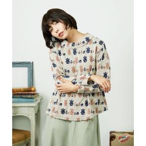 tシャツ Molino ロールカラーダブルジャカード総柄カットソー レディース