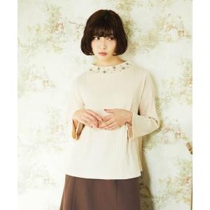 tシャツ 「2WAY」Tierras de cuitivo フラワー刺繍カットソー レディース