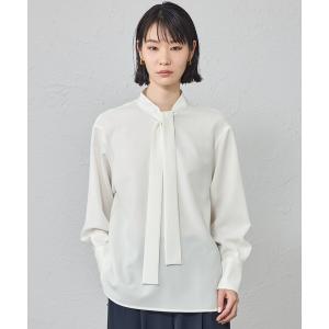 ブラウス シャツ 「着用しわ軽減/吸水速乾」ボウタイブラウス レディース