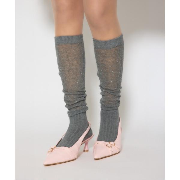 靴下 ストーン付きシアーソックス レディース