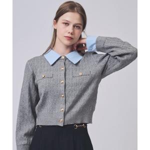 カーディガン レイヤードケーブルニットカーディガン レディース