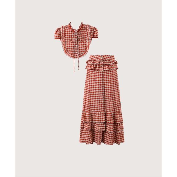 セットアップ Sweet Ruffle Vichy Check Set Up レディース