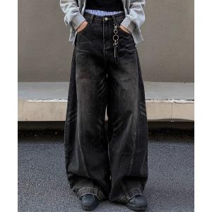 ジーンズ ヴィンテージ ウォッシュ バルーン ワイド デニムパンツ メンズ レディース
