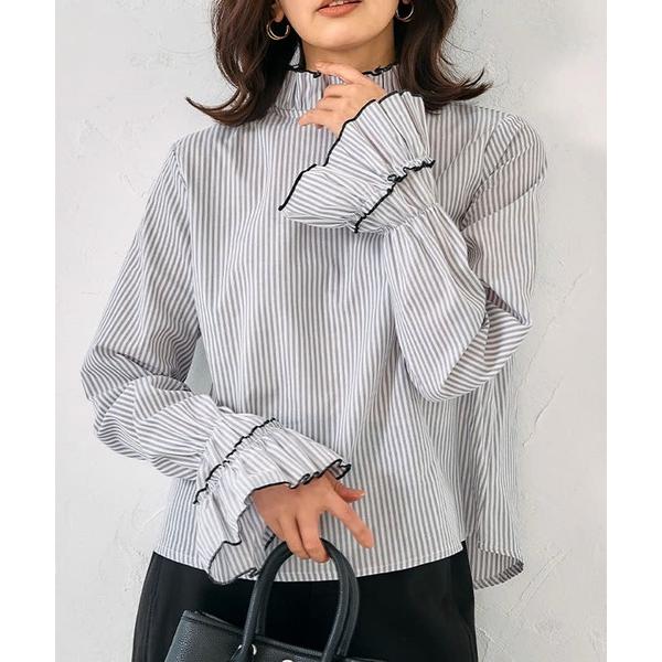 ブラウス シャツ クリンクルフリルブラウス レディース