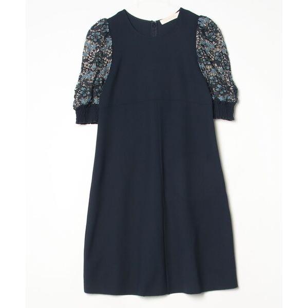 「SEE BY CHLOE」 リボン7分袖ワンピース 34 ネイビー レディース