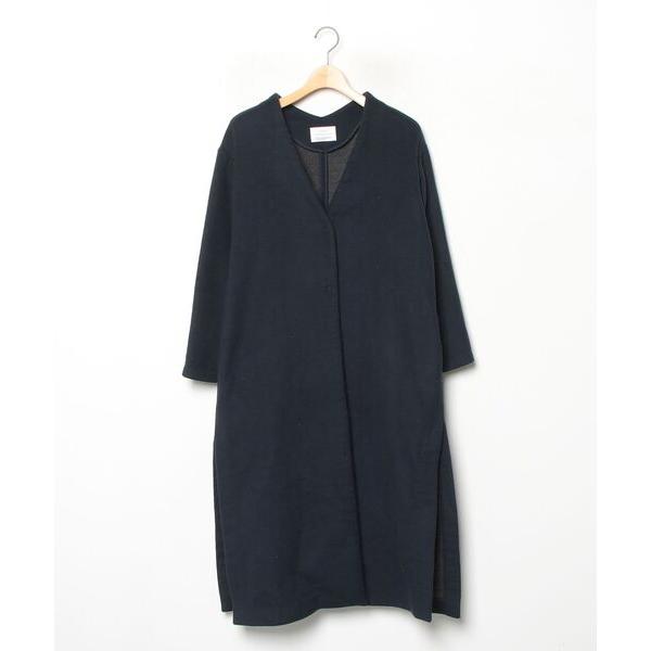 「LADY LUCK LUCA」 ノーカラーコート - ネイビー レディース