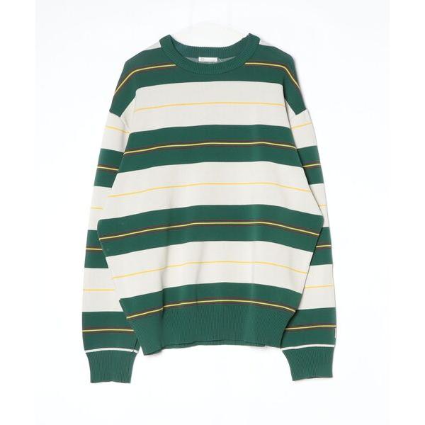 「Java」 ボーダー柄長袖ニット M グリーン レディース