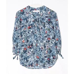 「SEE BY CHLOE」 花柄長袖ブラウス 36 ブルー レディース