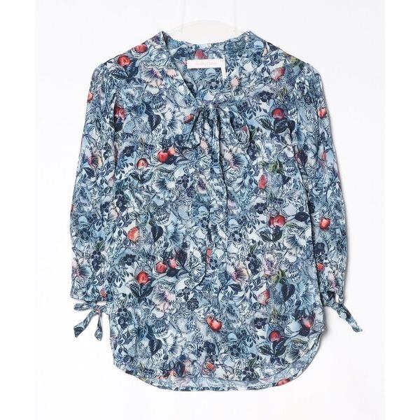 「SEE BY CHLOE」 花柄長袖ブラウス 36 ブルー レディース