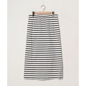 「OLD ENGLAND」 ボーダー柄ロングスカート 38 ホワイト レディース