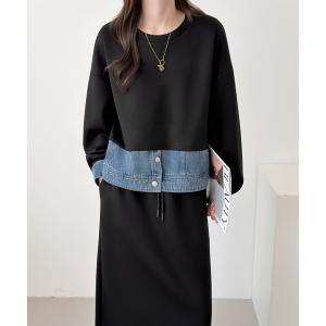 セットアップ デニムドッキングダンボールプルオーバーセットアップ レディース