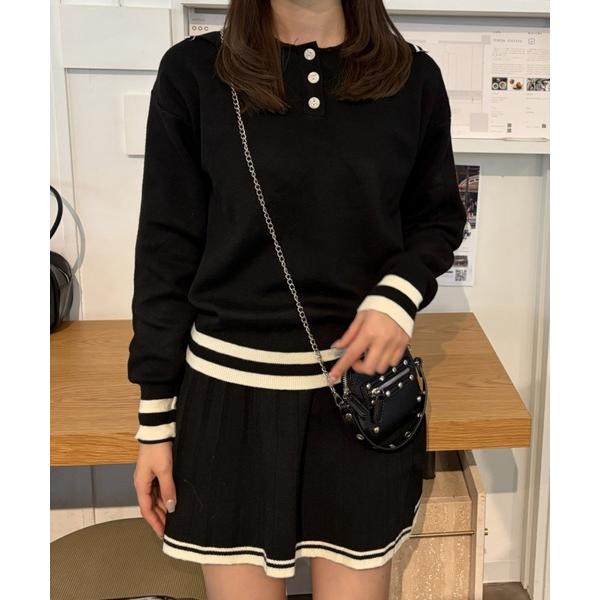 セットアップ ポロニット＋プリーツスカートセットアップ レディース