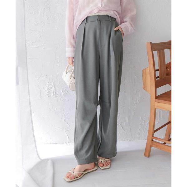 パンツ カーブシルエットスラックスパンツ レディース