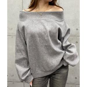 tシャツ 微起毛ポンチオフショルダートップス レディース