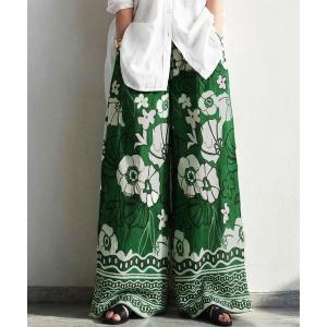 パンツ 花柄 ロング ワイドパンツ レディース