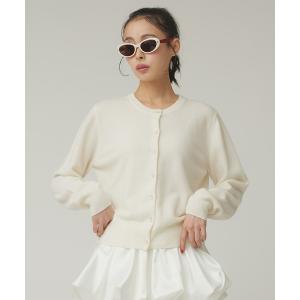 カーディガン クリアボタンカーディガン レディース