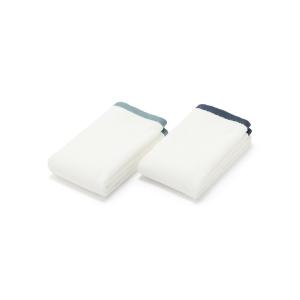 タオル 縁カラー付　コンパクトフェイスタオル２枚組　２５×７０ｃｍ