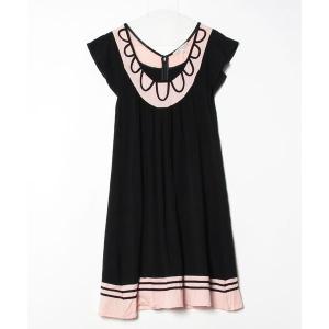 「nanette lepore」 フリルノースリーブワンピース M ブラック レディース