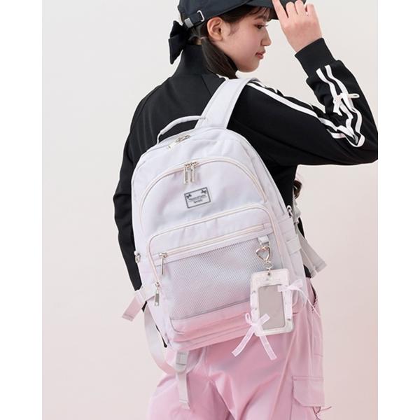 リュック 「撥水」レースアップリボンカードホルダーつきリュック キッズ 子供 女の子